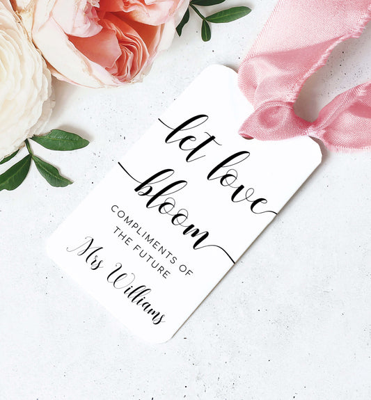 Layton Script White | Printable Let Love Bloom Favour Tags Template