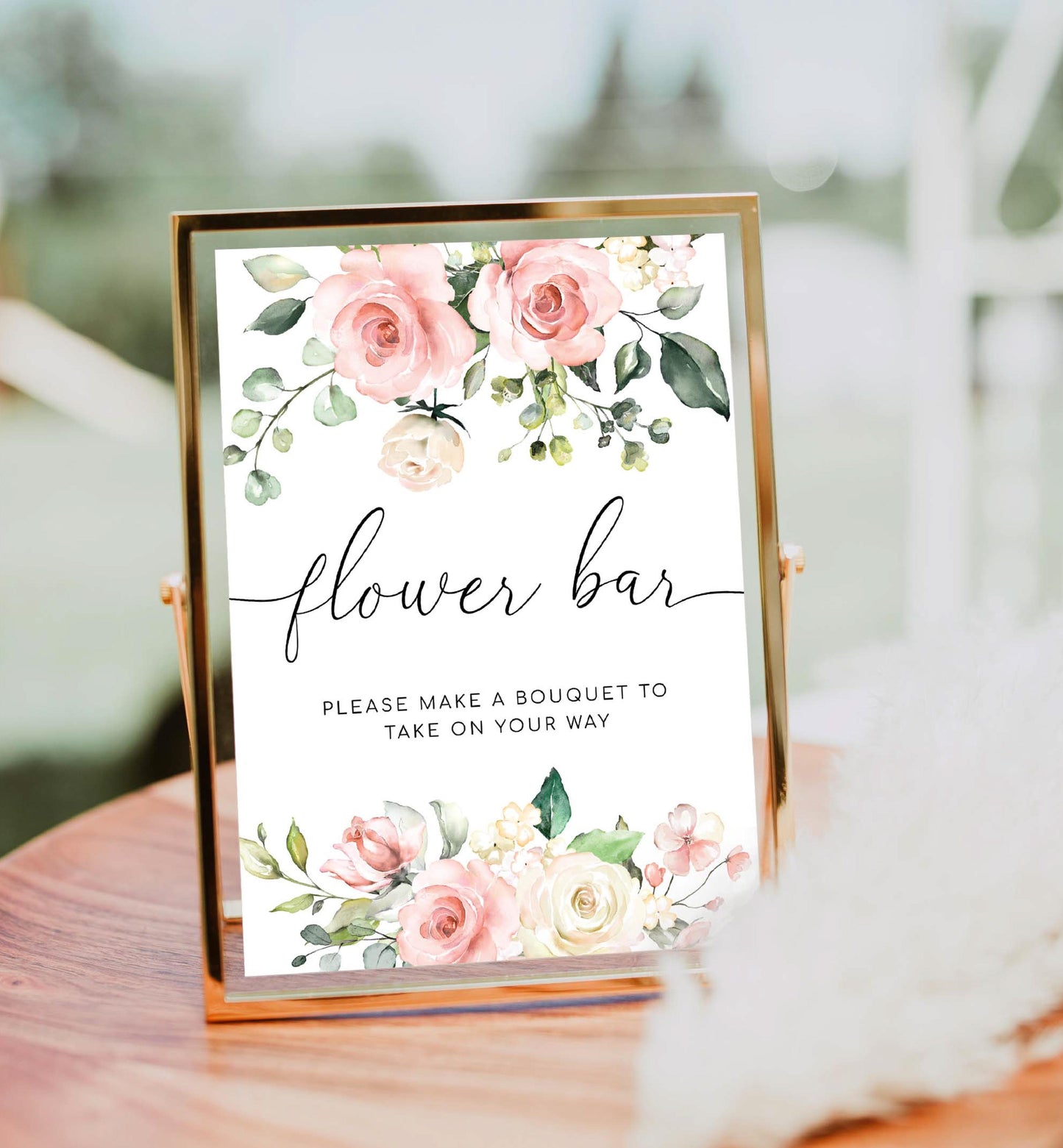 Darcy Floral Pink | Printable Flower Bar Sign Template