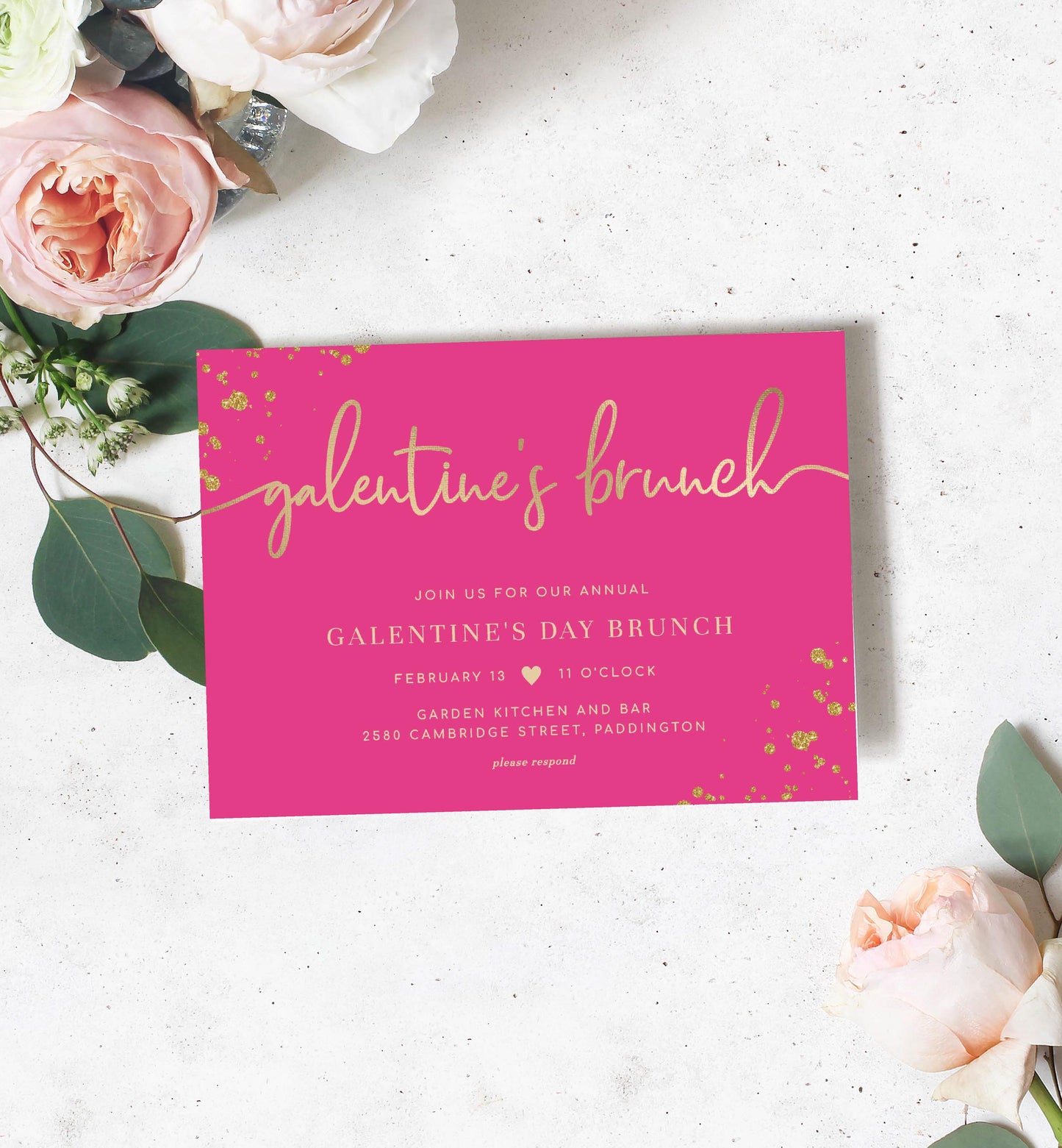 Paintly Hot Pink | Printable Galentine's Brunch Invitation