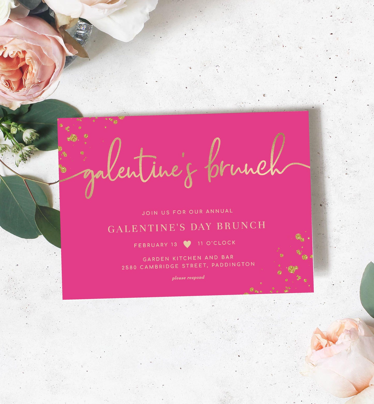 Paintly Hot Pink | Printable Galentine's Brunch Invitation