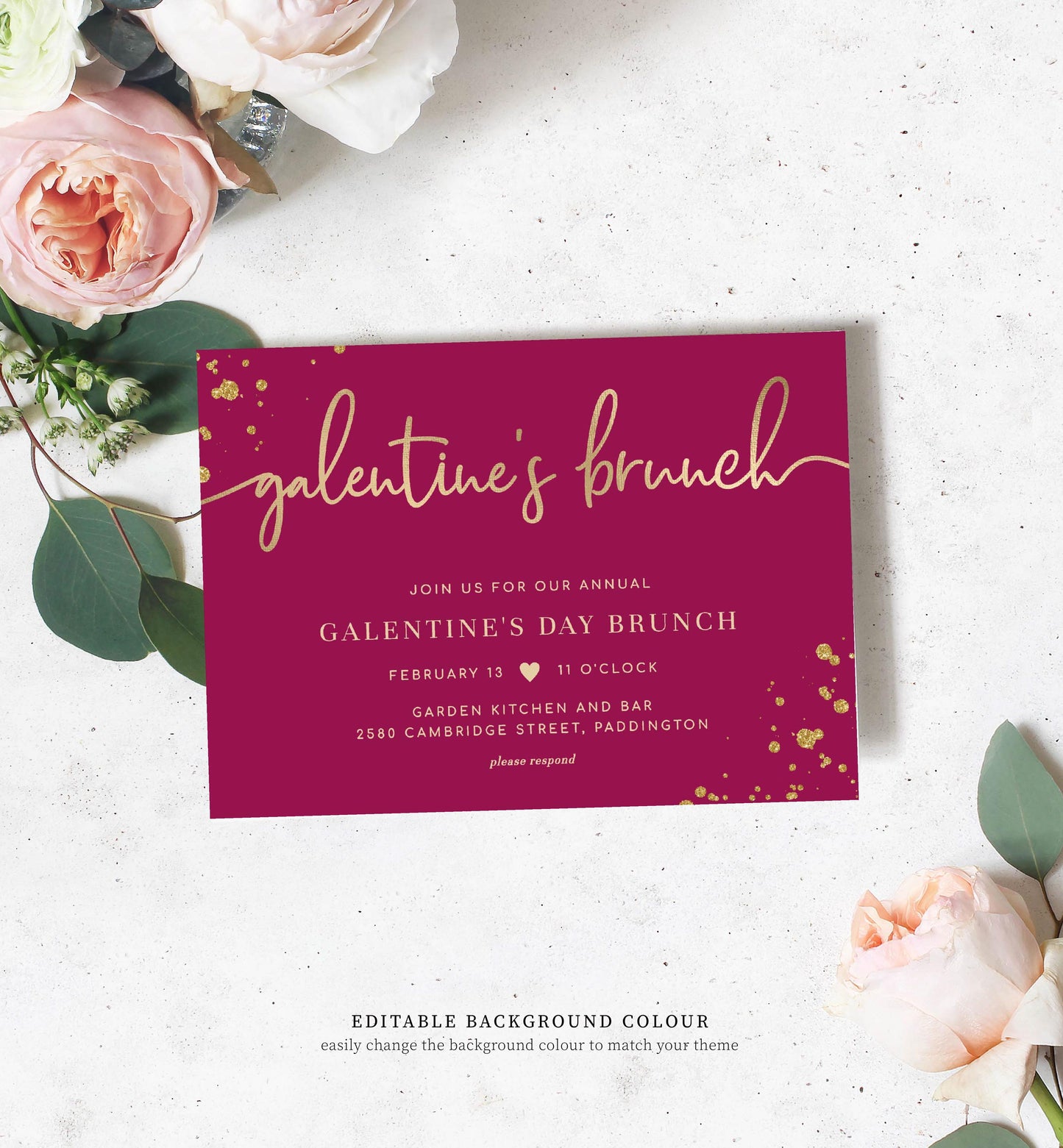 Paintly Hot Pink | Printable Galentine's Brunch Invitation