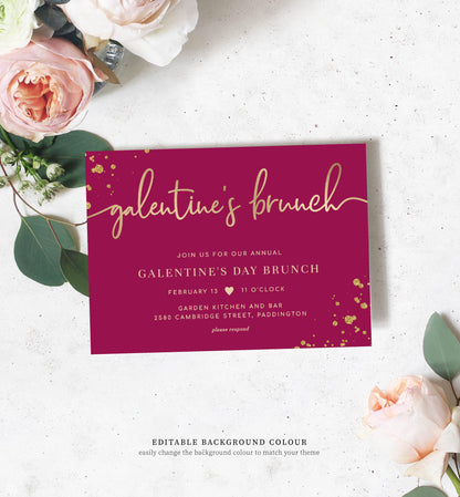 Paintly Hot Pink | Printable Galentine's Brunch Invitation