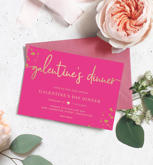 Paintly Hot Pink | Printable Galentine's Dinner Invitation