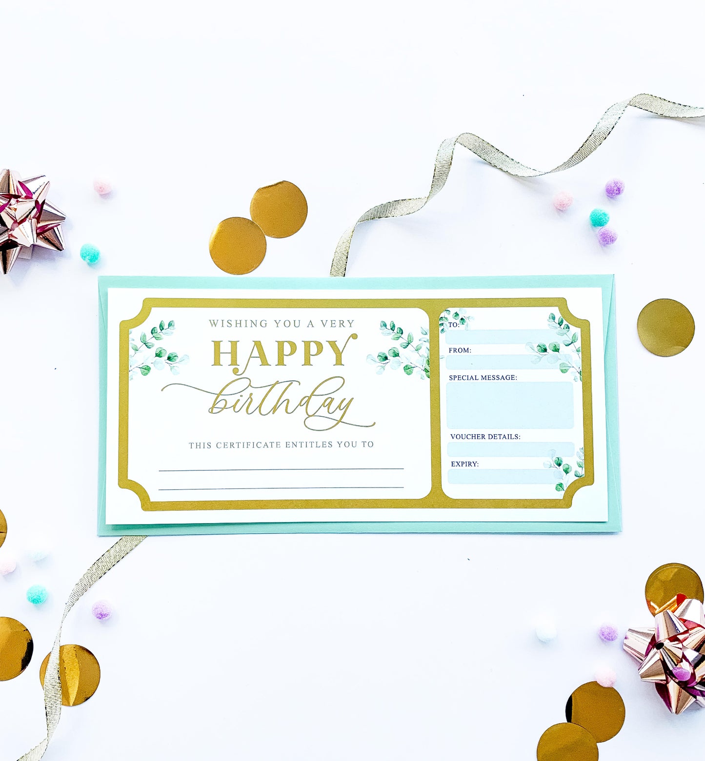 Ferras Blossom Greenery Gold | Birthday Gift Voucher