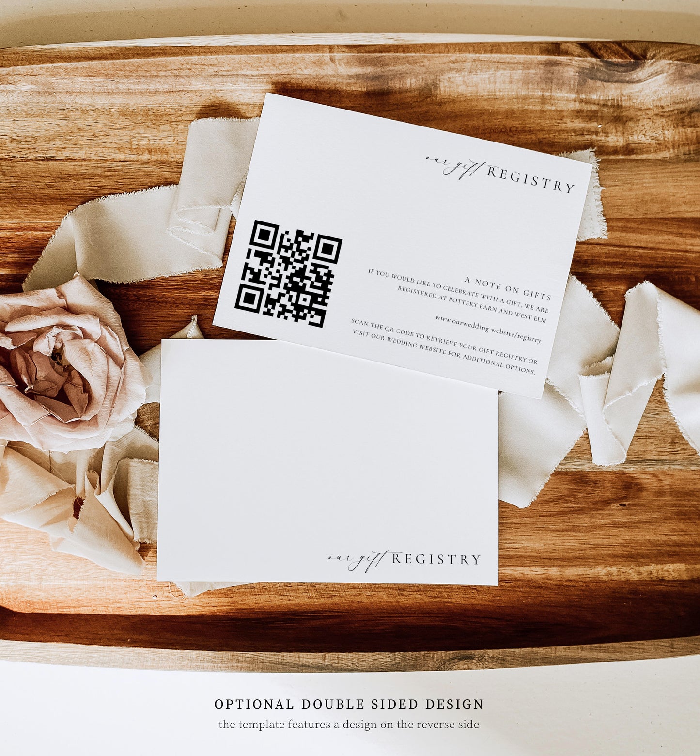 Ellesmere White | Printable QR Code Gift Registry Card Template