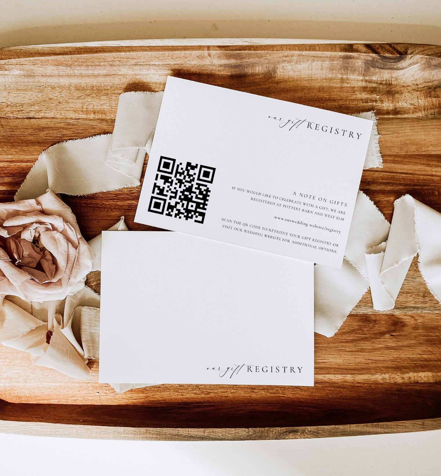 Ellesmere White | Printable QR Code Gift Registry Card Template