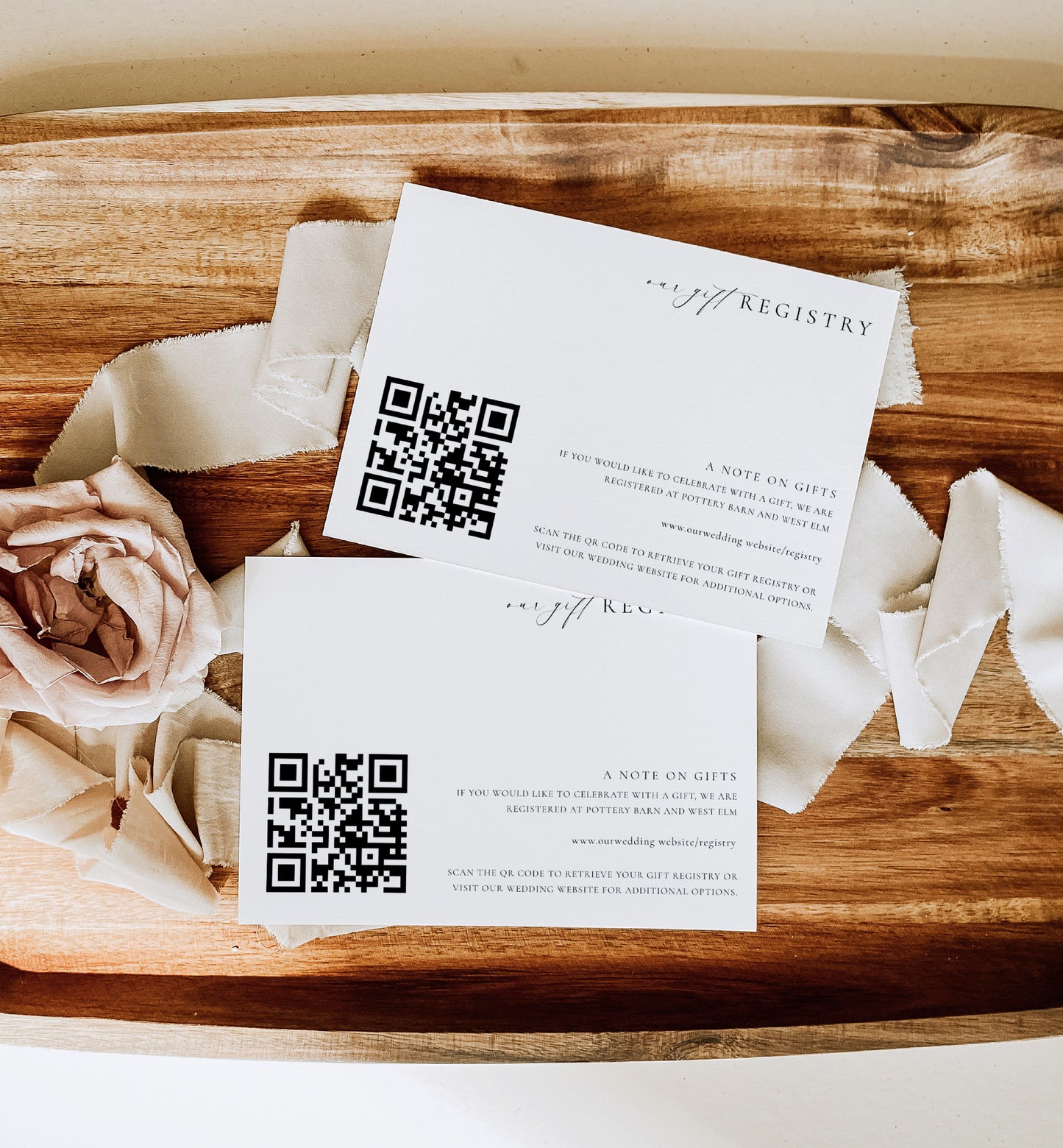 Ellesmere White | Printable QR Code Gift Registry Card Template