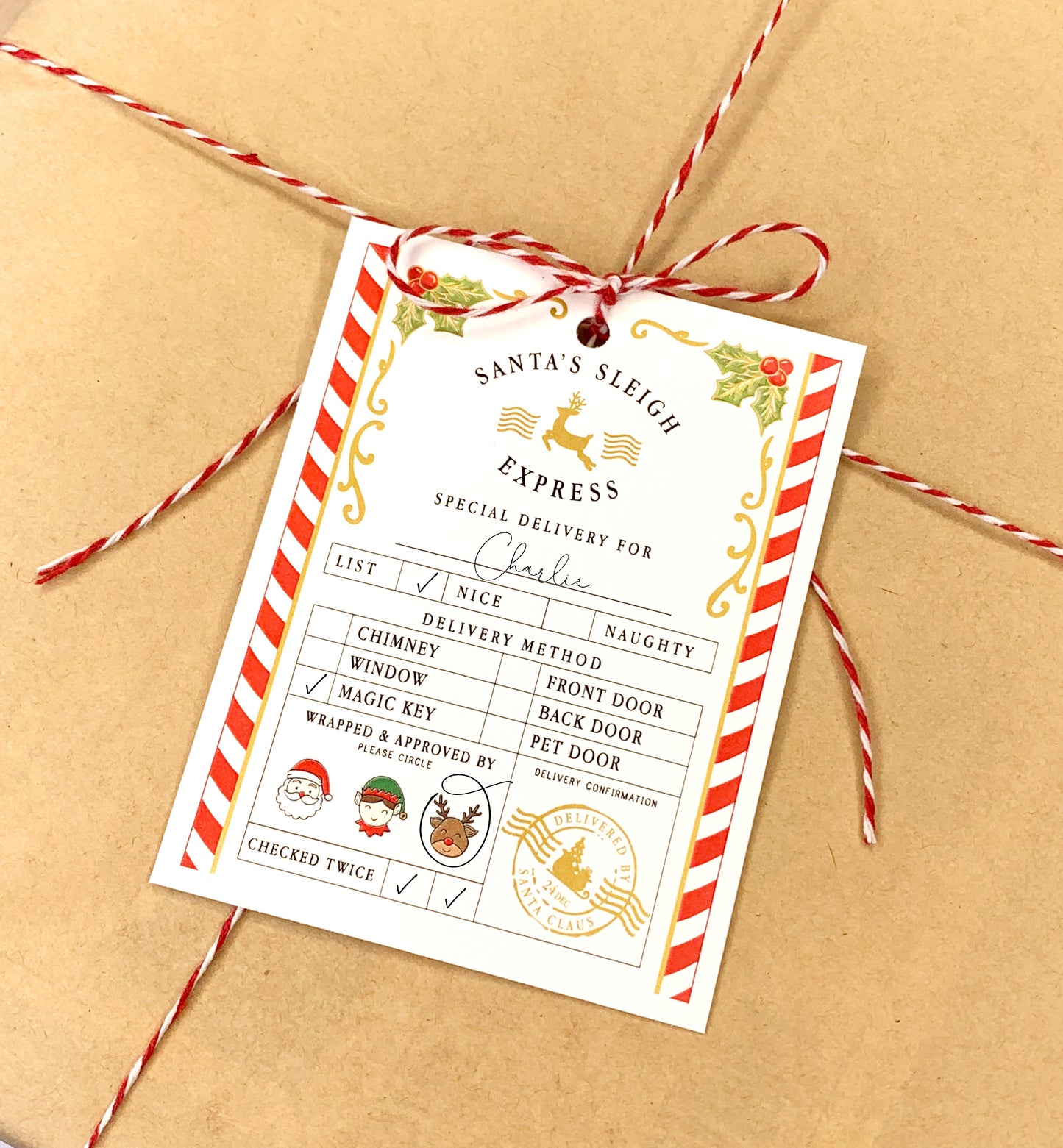 Santa's Sleigh Express White | Set of 8 Christmas Gift Tags