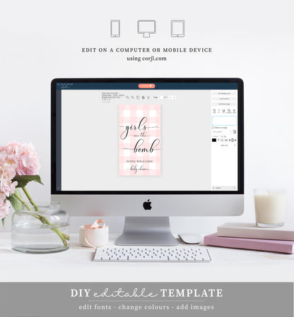 Gingham Pink | Printable Bath Bomb Favour Tags