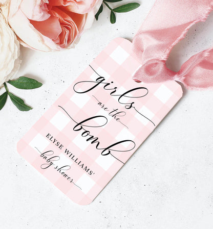 Gingham Pink | Printable Bath Bomb Favour Tags