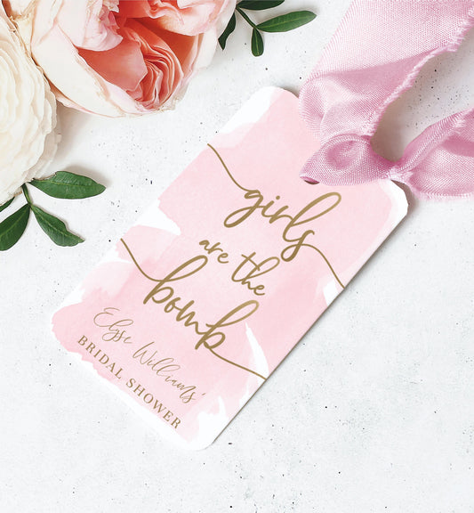 Watercolour Pink | Printable Bath Bomb Favour Tags - Black Bow Studio