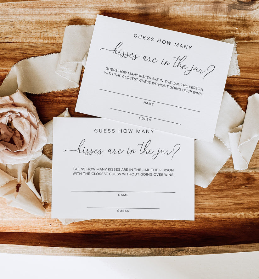 Quinn Script White | Printable Guess How Many Game Sign and Card Templ ...