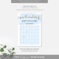 Watercolour Blue | Printable Arrival Date Baby Shower Game Sign