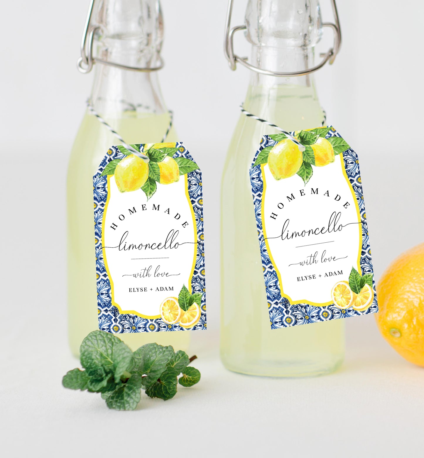 Positano Lemons | Printable Limoncello Favour Tags Template