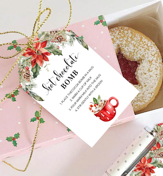 Nutmeg Noel | Printable Christmas Hot Chocolate Bomb Gift Tag Template