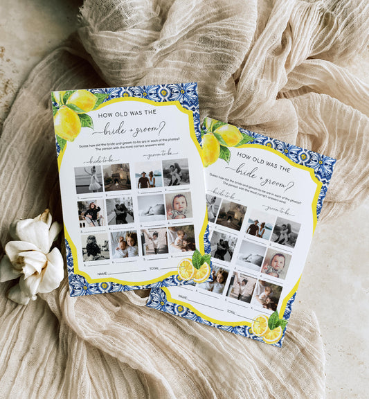 Positano Lemons | Printable How Old Were The Bride and Groom Photo Game Template