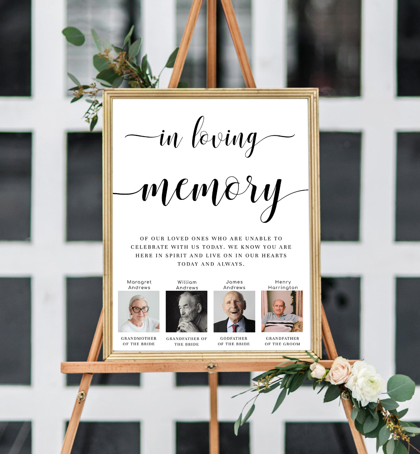 Leyton Script White | Printable In Loving Memory Sign template – Black ...