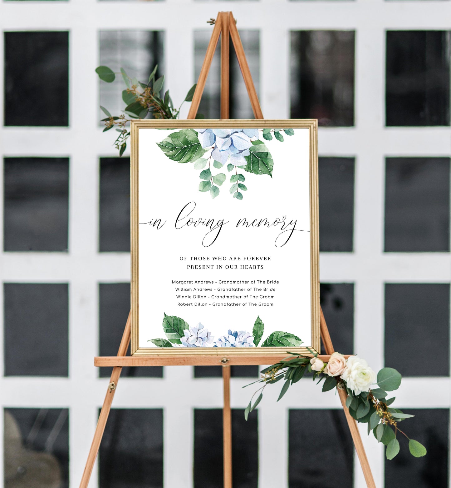 Ferras Blossom Blue | Printable In Loving Memory Sign Template