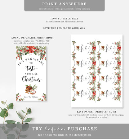 Nutmeg Noel | Printable It's Beginning To Taste A Lot Like Christmas Gift Tag Template