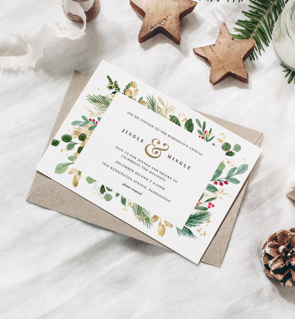 Merriment Christmas | Printable Jingle & Mingle Christmas Party Invitation - Black Bow Studio