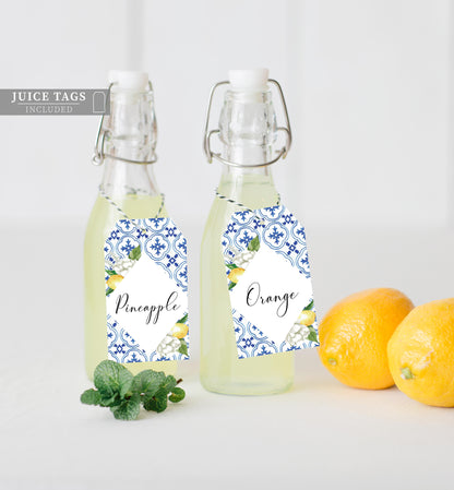 The Med Lemons | Printable Mimosa Bar Sign and Juice Tags - Black Bow Studio