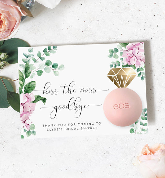 Ferras Blossom Pink | Printable Kiss The Miss Favour Card Template