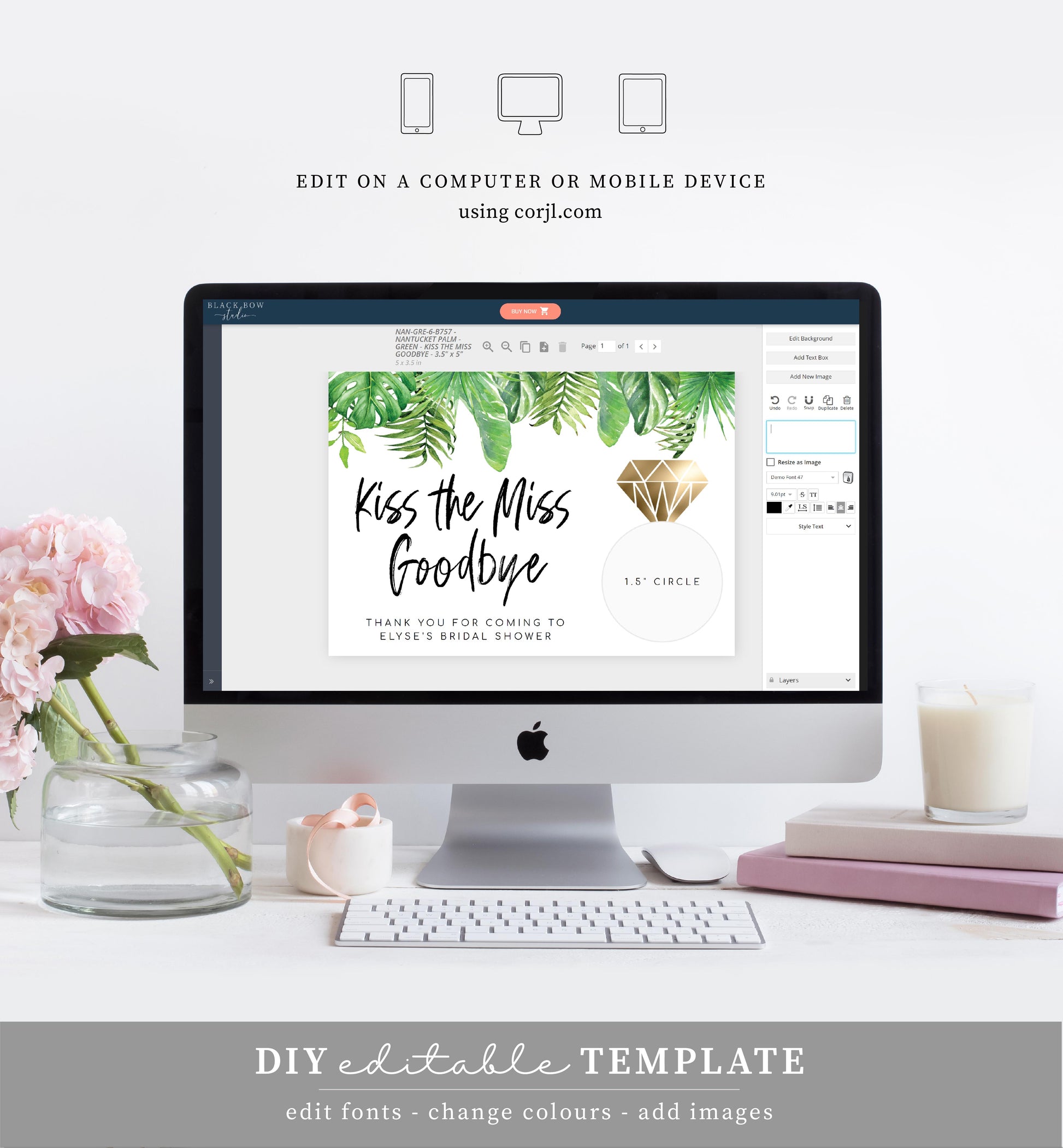 Nantucket Palm | Printable Lip Balm Favour Card - Black Bow Studio