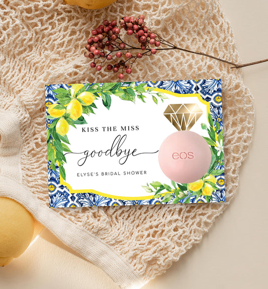 Positano Lemons | Printable Kiss The Miss Favour Card Template