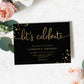 Paintly Black Gold | Printable Let's Celebrate Birthday Invitation
