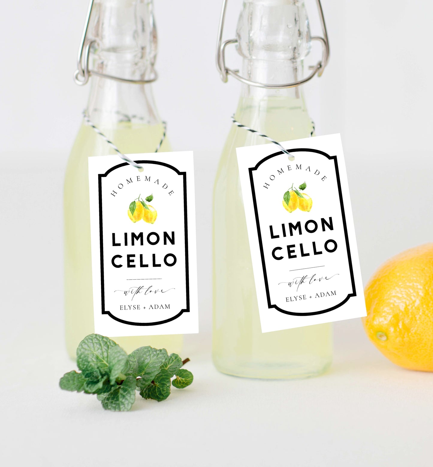 Ellesmere White | Printable Limoncello Favour Tags Template