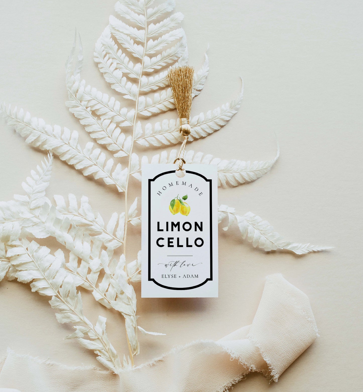 Ellesmere White | Printable Limoncello Favour Tags Template