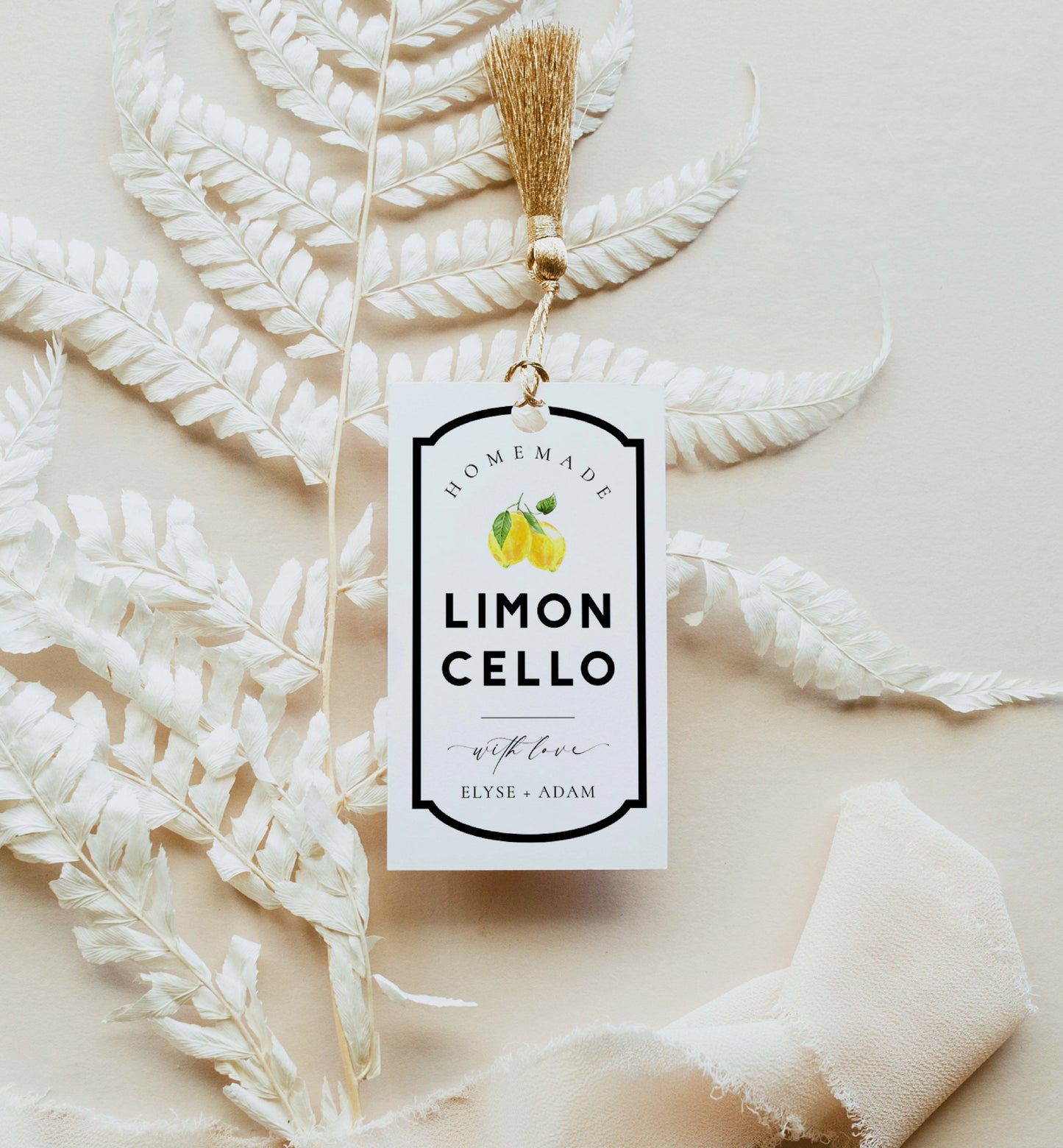 Ellesmere White | Printable Limoncello Favour Tags Template