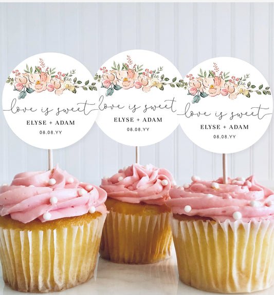 Cambridge Multi | Printable Love Is Sweet Cupcake Topper Template