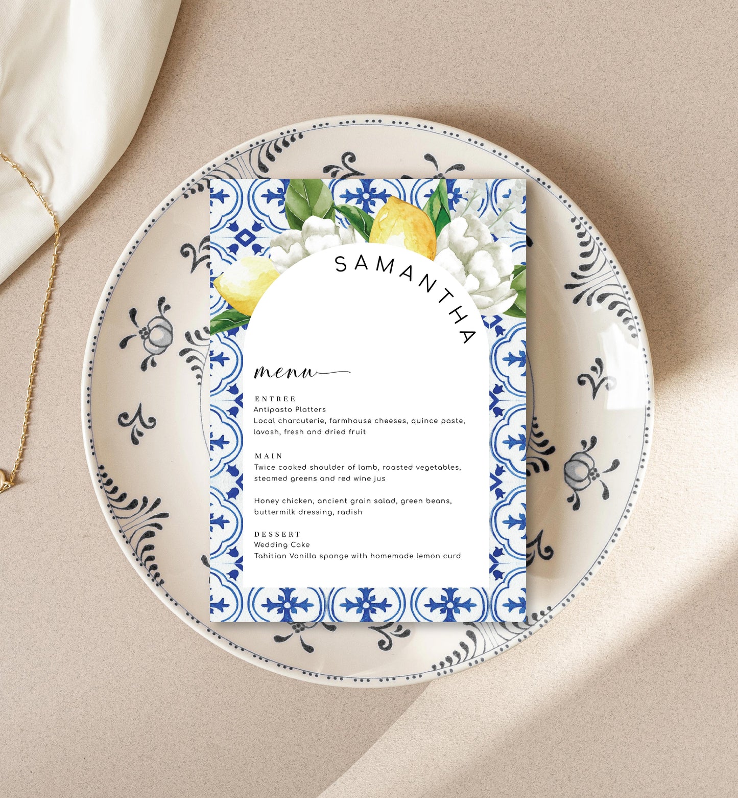 The Med Arch Lemons | Printable Menu Template