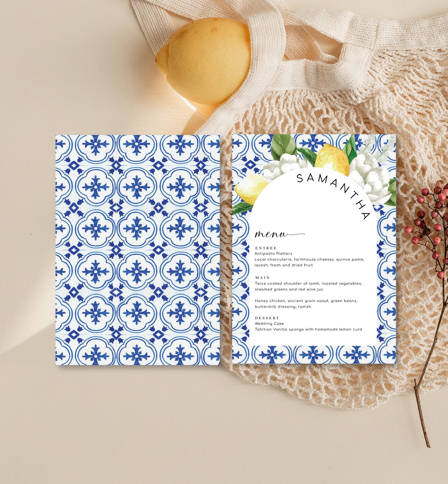 The Med Arch Lemons | Printable Menu Template