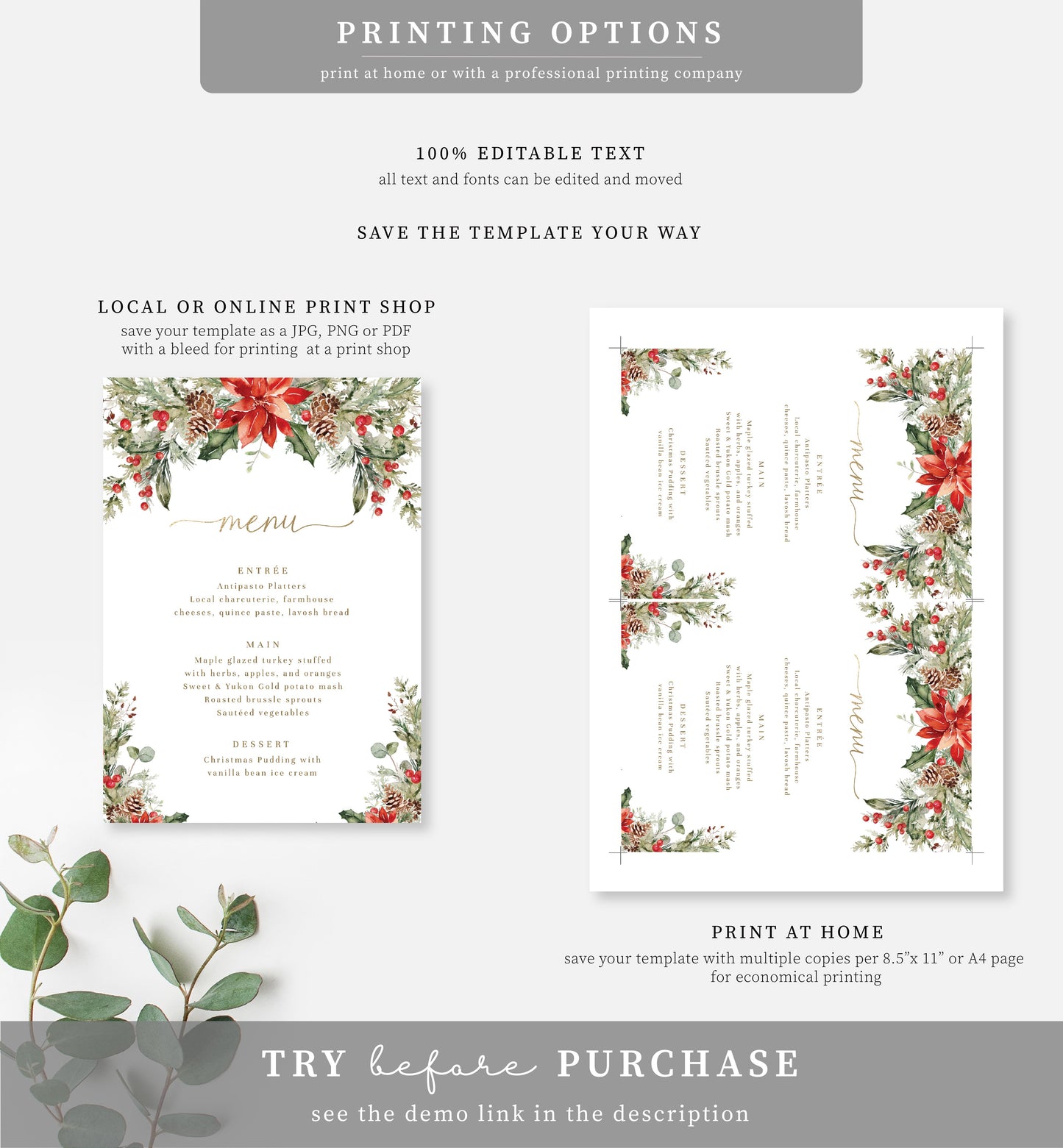 Nutmeg Noel | Printable Christmas Menu