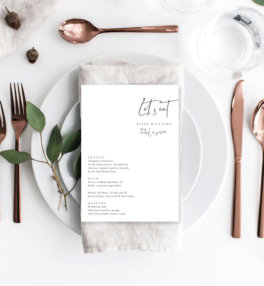 Gigi Script | Printable Menu - Black Bow Studio