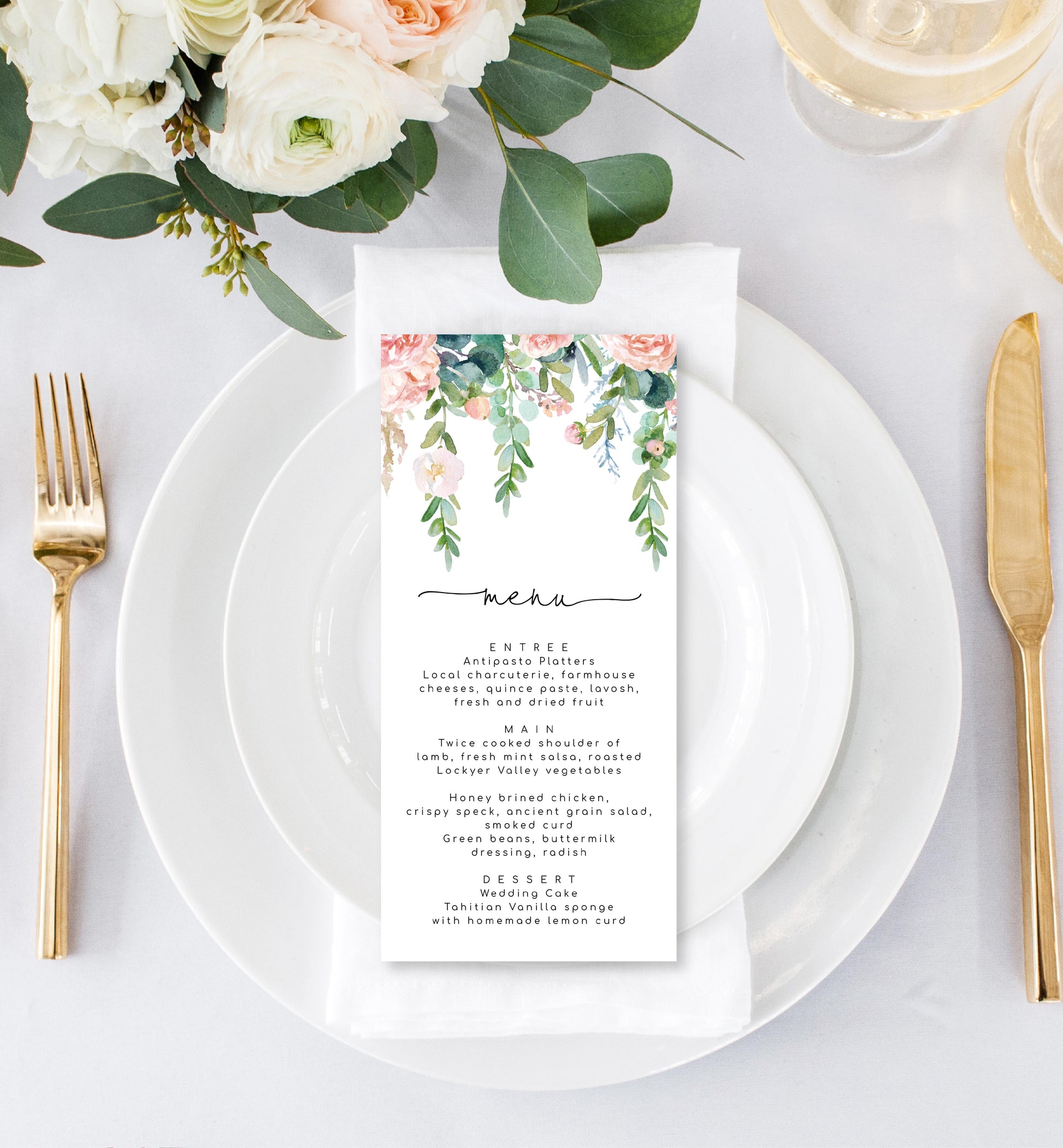Afternoon Blooms | Printable Menu Template - Black Bow Studio