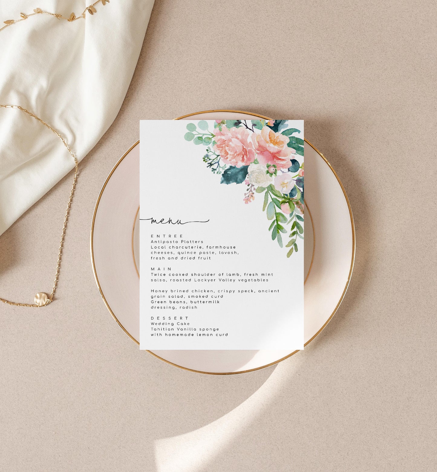 Afternoon Blooms | Printable Menu Template - Black Bow Studio