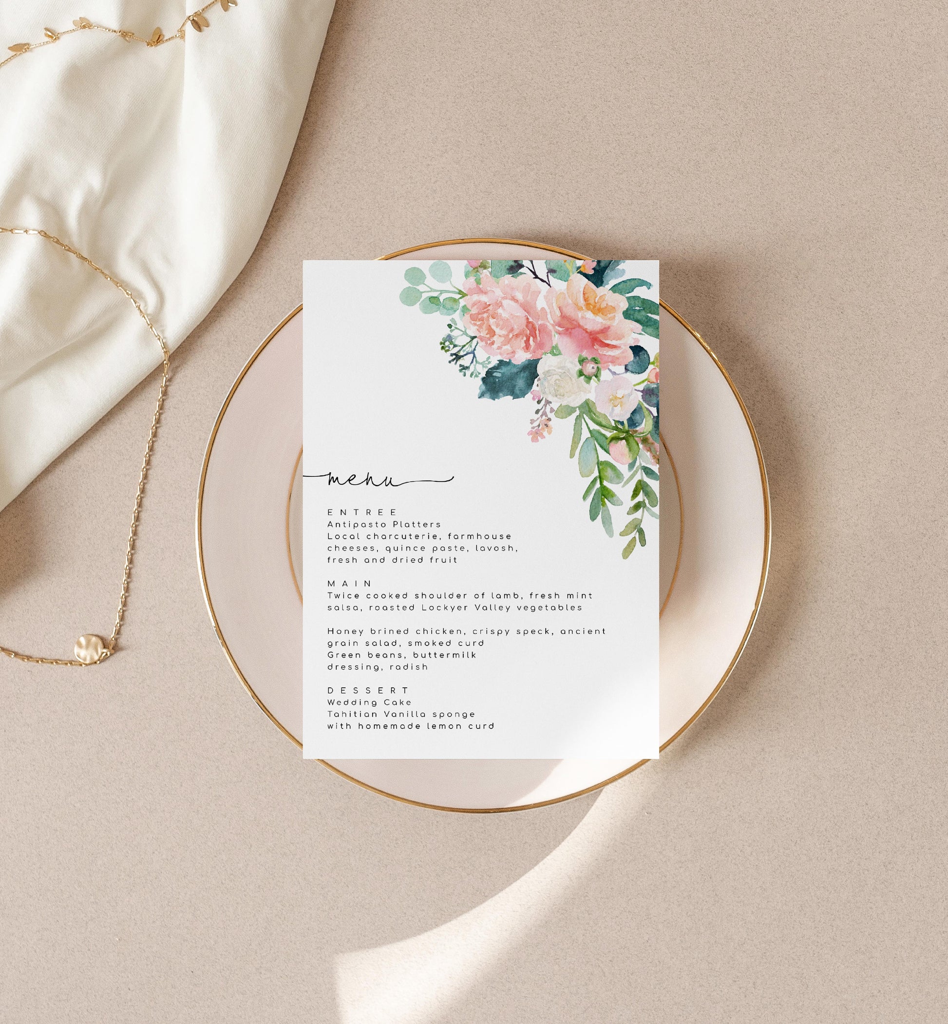 Afternoon Blooms | Printable Menu Template - Black Bow Studio