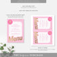 Barbie Party Pink Gold | Printable Menu Template
