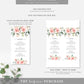Darcy Floral Pink | Printable Menu Template - Black Bow Studio