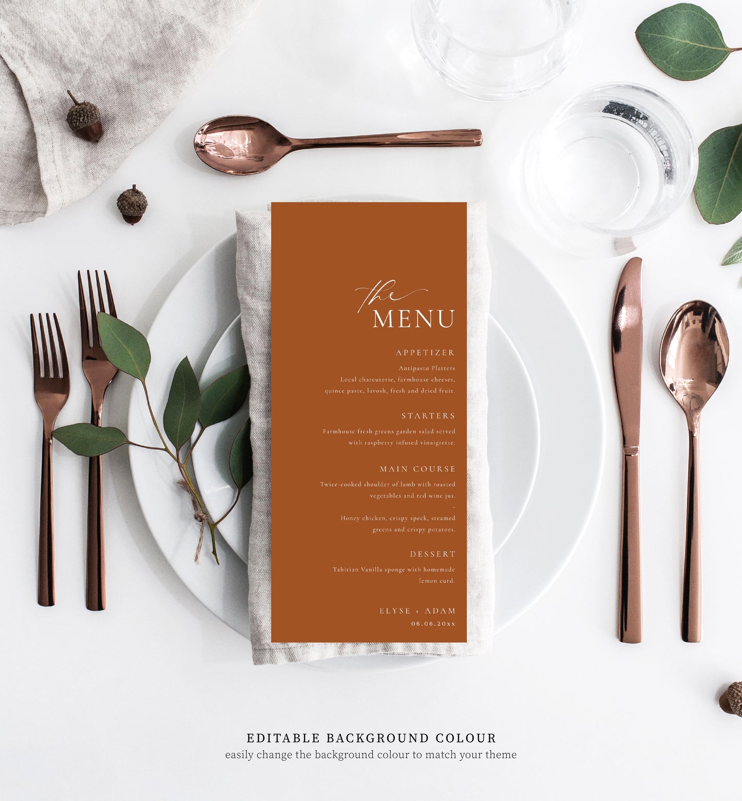 Ellesmere White | Printable Menu Template