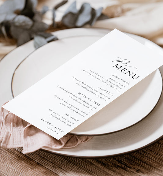 Ellesmere White | Printable Menu Template