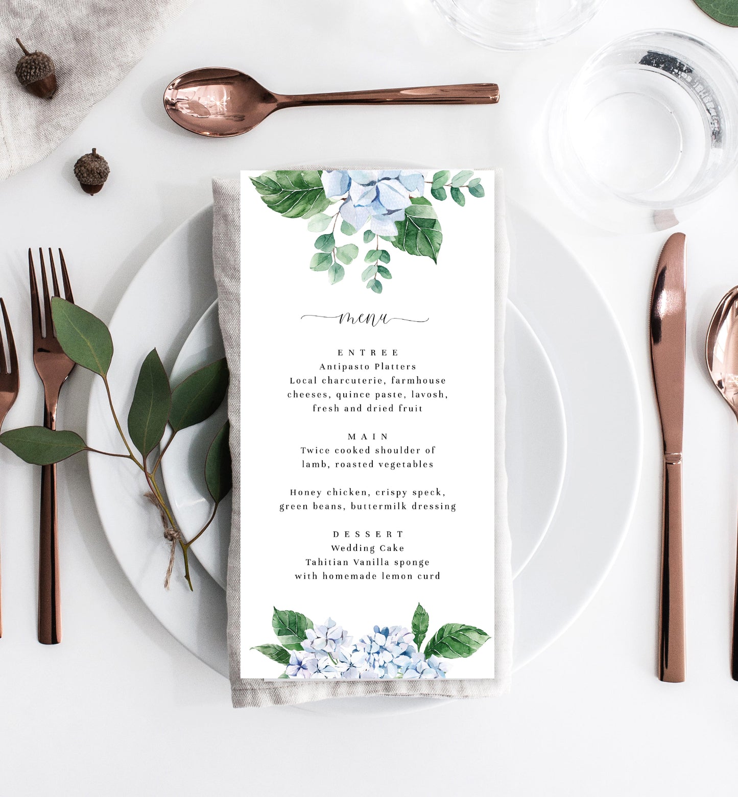 Ferras Blossom Blue | Printable Menu - Black Bow Studio