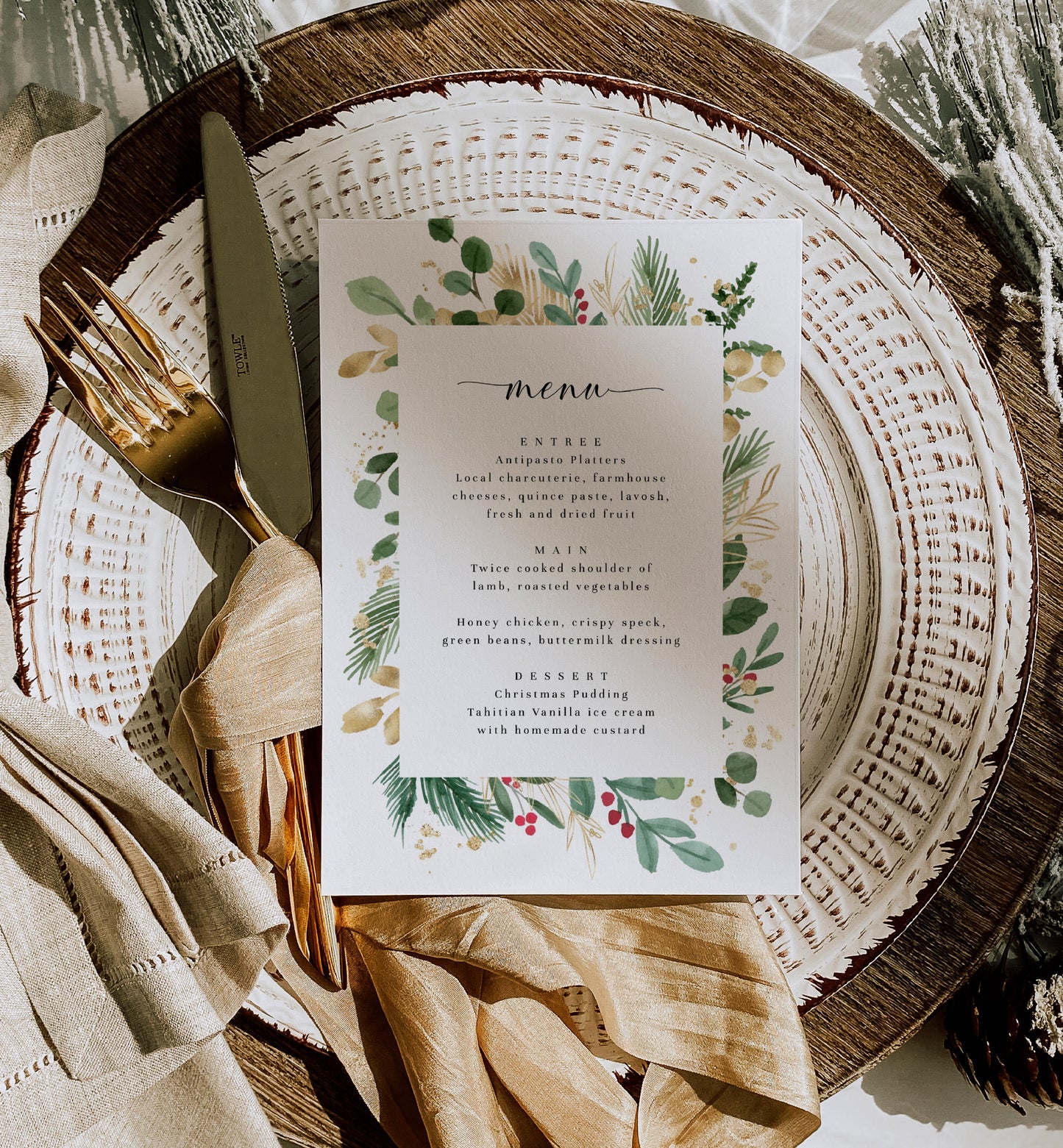 Merriment Christmas | Printable Christmas Menu - Black Bow Studio