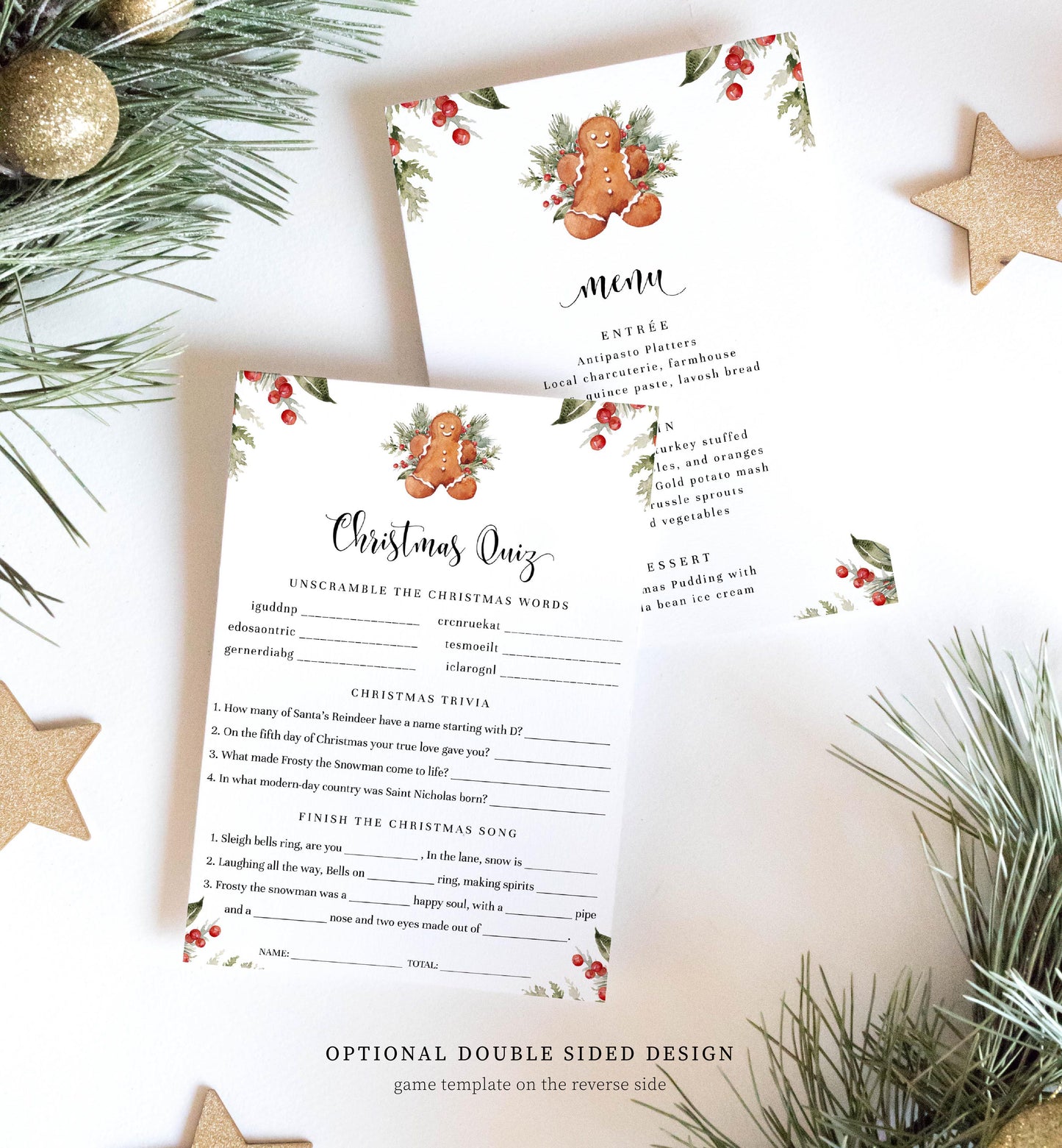 Nutmeg Noel Gingerbread | Printable Christmas Menu
