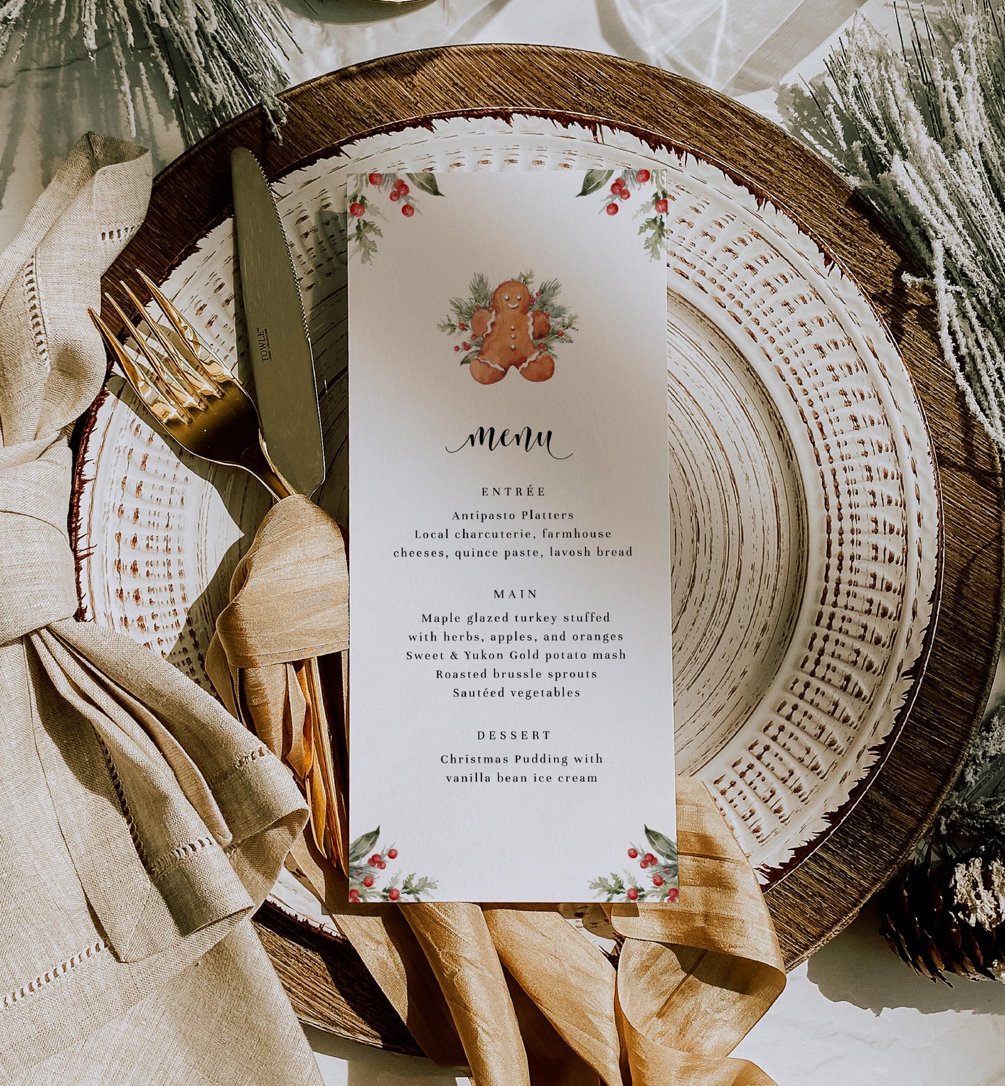 Nutmeg Noel Gingerbread | Printable Christmas Menu