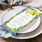 Positano Lemons | Printable Menu Template