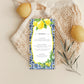 Positano Lemons | Printable Menu Template